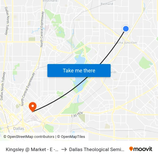 Kingsley @ Market - E - Ns to Dallas Theological Seminary map