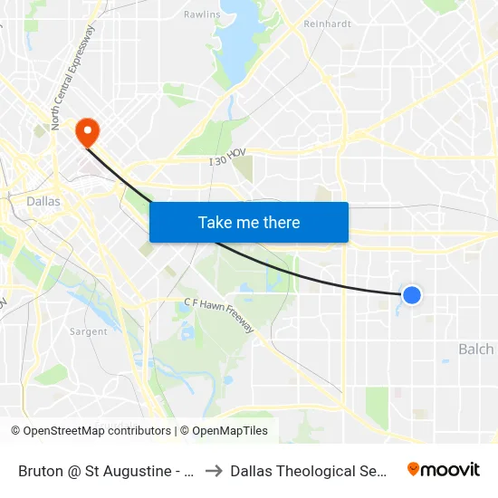 Bruton @ St Augustine - E - Ns to Dallas Theological Seminary map