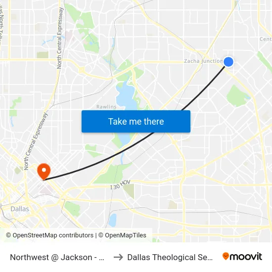 Northwest @ Jackson - W - MB to Dallas Theological Seminary map