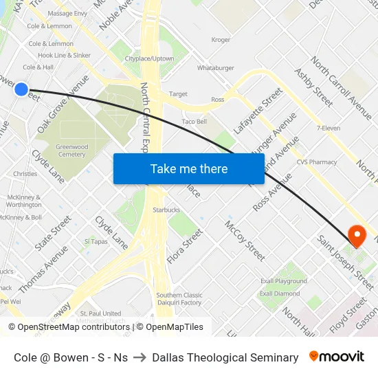 Cole @ Bowen - S - Ns to Dallas Theological Seminary map