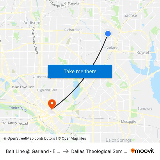 Belt Line @ Garland - E - Ns to Dallas Theological Seminary map