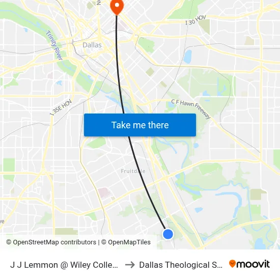 J J Lemmon @ Wiley College - S - Ns to Dallas Theological Seminary map