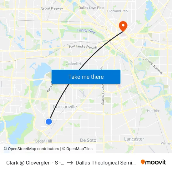 Clark @ Cloverglen - S - Ns to Dallas Theological Seminary map