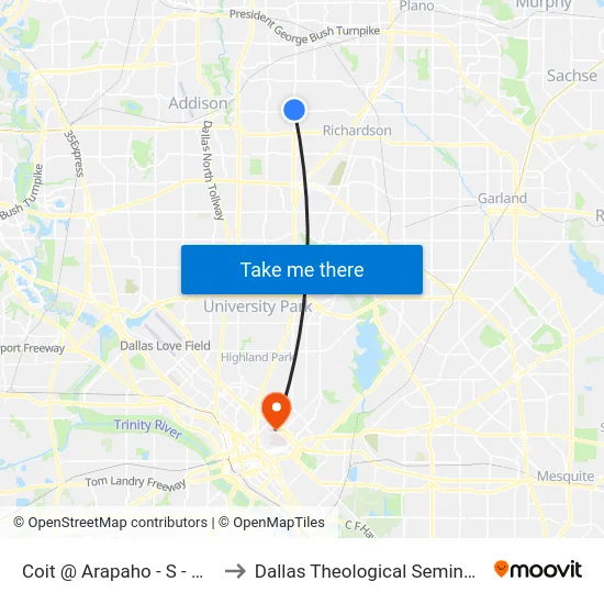 Coit @ Arapaho - S - MB to Dallas Theological Seminary map