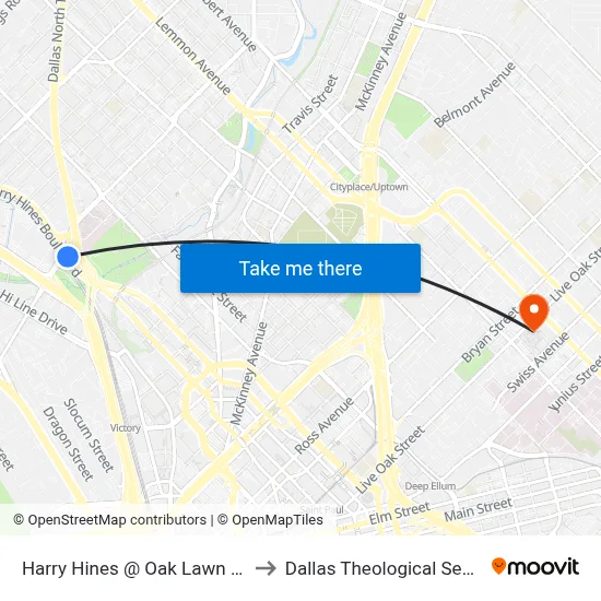 Harry Hines @ Oak Lawn - S -  FS to Dallas Theological Seminary map