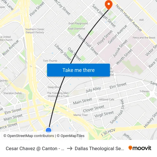 Cesar Chavez @ Canton - N - MB to Dallas Theological Seminary map