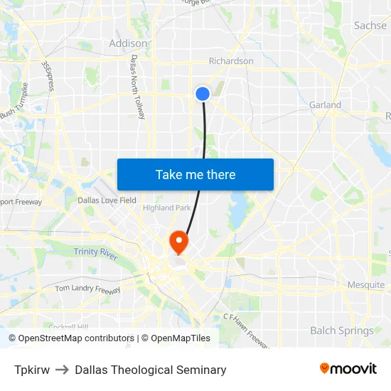 Tpkirw to Dallas Theological Seminary map