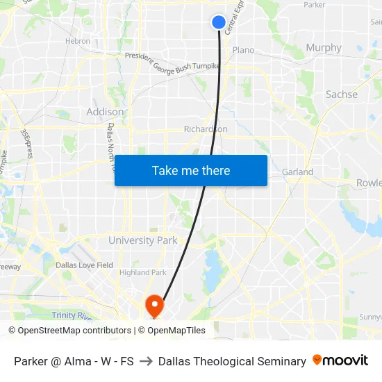 Parker @ Alma - W - FS to Dallas Theological Seminary map