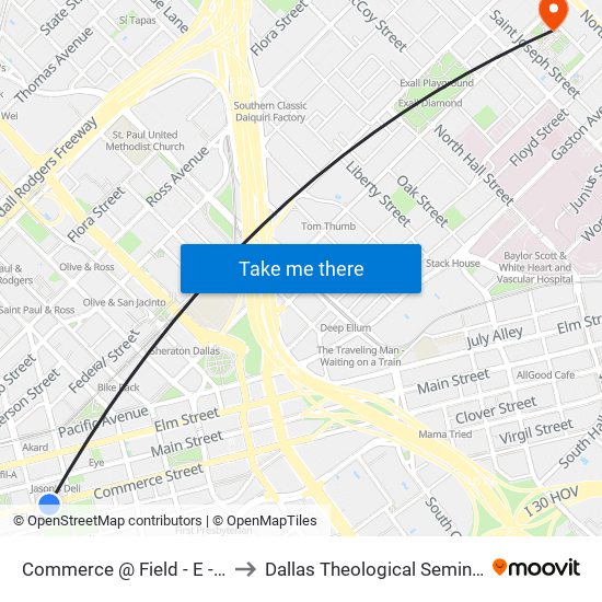 Commerce @ Field - E - FS to Dallas Theological Seminary map