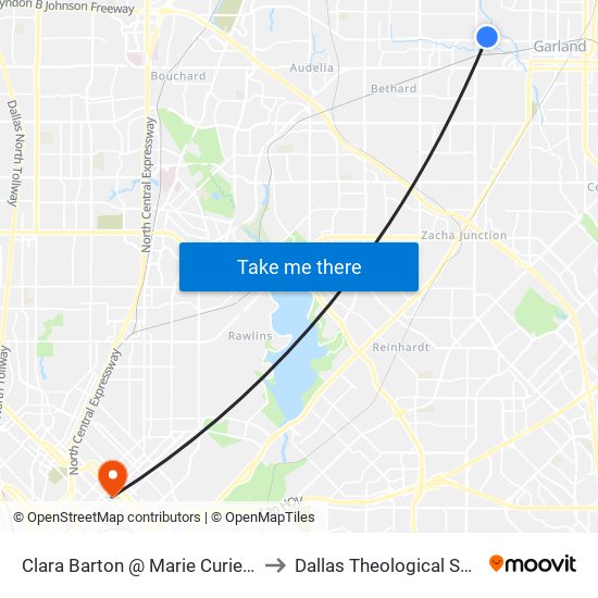 Clara Barton @ Marie Curie - N - MB to Dallas Theological Seminary map