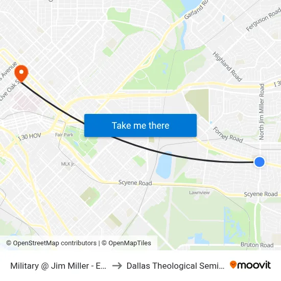 Military @ Jim Miller - E - Ns to Dallas Theological Seminary map