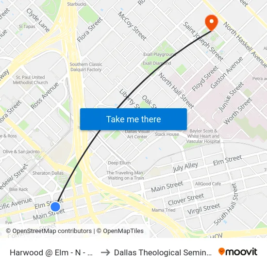 Harwood @ Elm - N - MB to Dallas Theological Seminary map