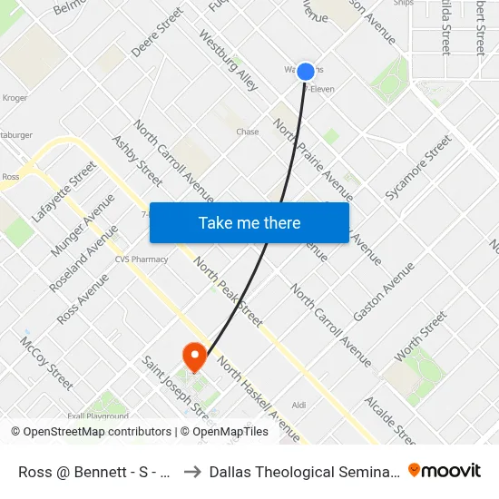 Ross @ Bennett - S - Ns to Dallas Theological Seminary map