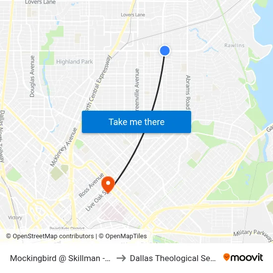 Mockingbird @ Skillman - W - Ns to Dallas Theological Seminary map