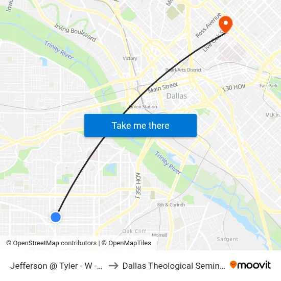 Jefferson @ Tyler - W - Ns to Dallas Theological Seminary map