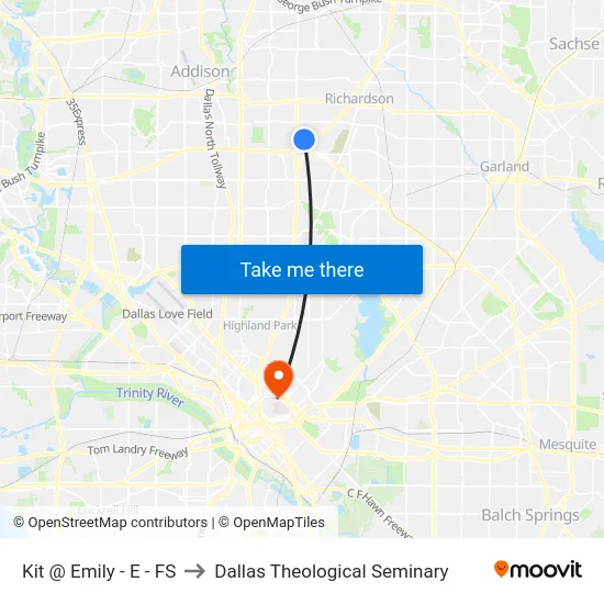 Kit @ Emily - E - FS to Dallas Theological Seminary map