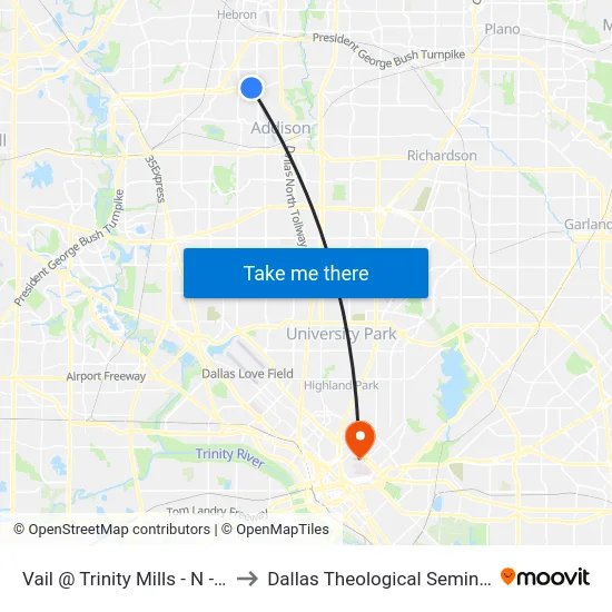 Vail @ Trinity Mills - N - FS to Dallas Theological Seminary map