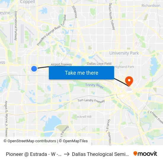 Pioneer @ Estrada - W - Ns to Dallas Theological Seminary map