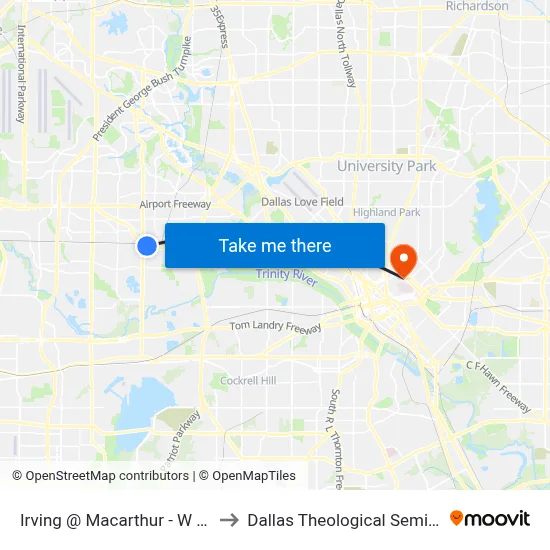 Irving @ Macarthur - W - MB to Dallas Theological Seminary map