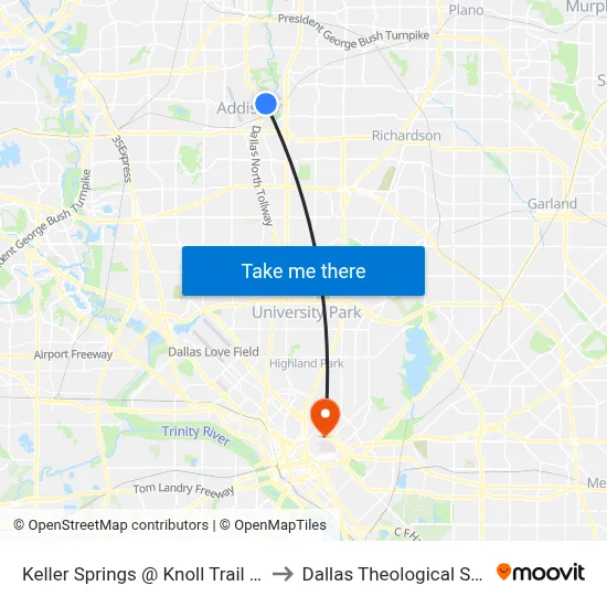 Keller Springs @ Knoll Trail - W - Mb2 to Dallas Theological Seminary map