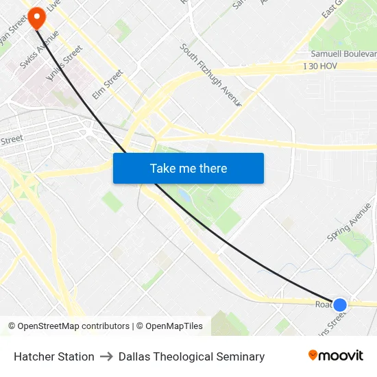 Hatcher Station to Dallas Theological Seminary map