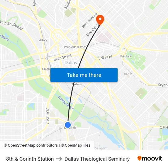 8th & Corinth Station to Dallas Theological Seminary map