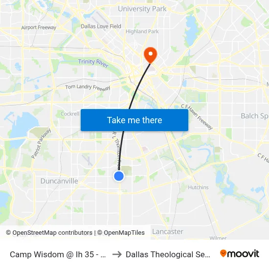 Camp Wisdom @ Ih 35 - W - FS to Dallas Theological Seminary map