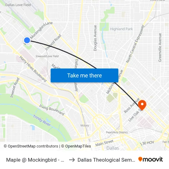 Maple @ Mockingbird - S - Ns to Dallas Theological Seminary map