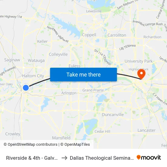 Riverside & 4th - Galvez to Dallas Theological Seminary map