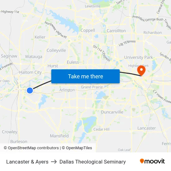 Lancaster & Ayers to Dallas Theological Seminary map