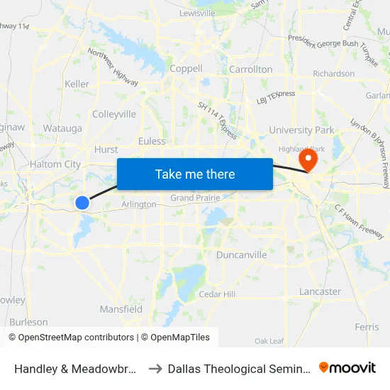 Handley & Meadowbrook to Dallas Theological Seminary map