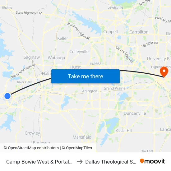 Camp Bowie West & Portales - Clovis to Dallas Theological Seminary map