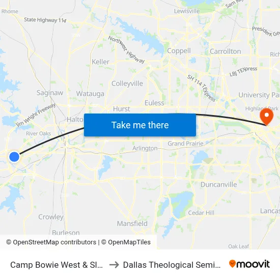 Camp Bowie West & Slade to Dallas Theological Seminary map