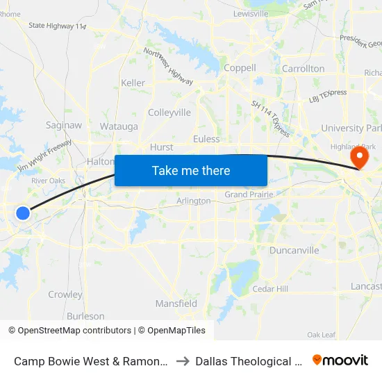 Camp Bowie West & Ramona - Marquita to Dallas Theological Seminary map