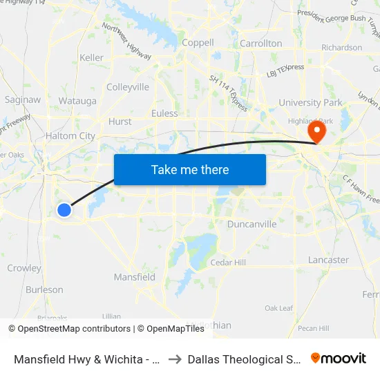 Mansfield Hwy & Wichita - Seminary to Dallas Theological Seminary map