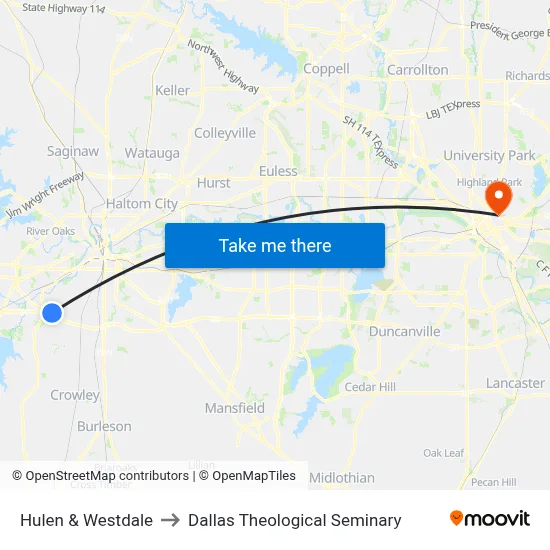 Hulen & Westdale to Dallas Theological Seminary map