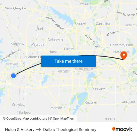 Hulen & Vickery to Dallas Theological Seminary map