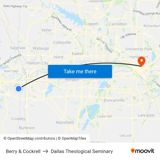 Berry & Cockrell to Dallas Theological Seminary map