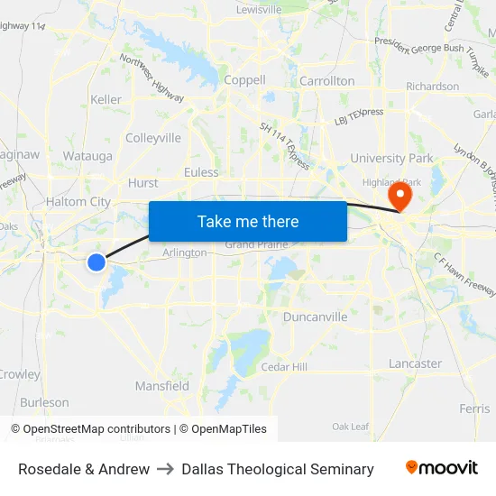 Rosedale & Andrew to Dallas Theological Seminary map