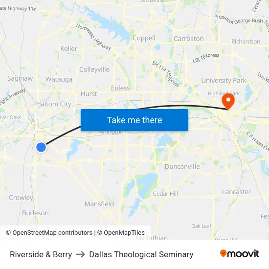 Riverside & Berry to Dallas Theological Seminary map