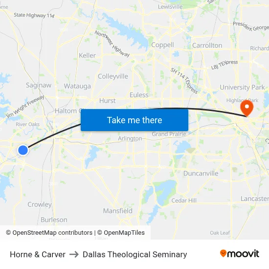 Horne & Carver to Dallas Theological Seminary map