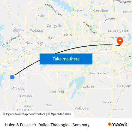 Hulen & Fuller to Dallas Theological Seminary map