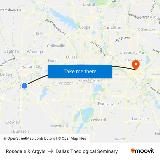 Rosedale & Argyle to Dallas Theological Seminary map