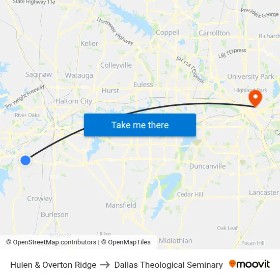 Hulen & Overton Ridge to Dallas Theological Seminary map