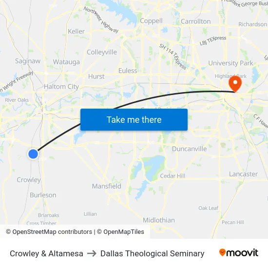 Crowley & Altamesa to Dallas Theological Seminary map