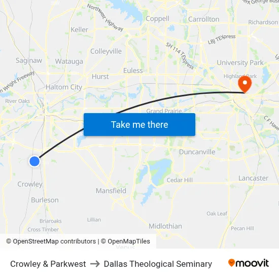 Crowley & Parkwest to Dallas Theological Seminary map