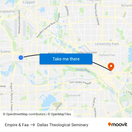 Empire & Faa to Dallas Theological Seminary map