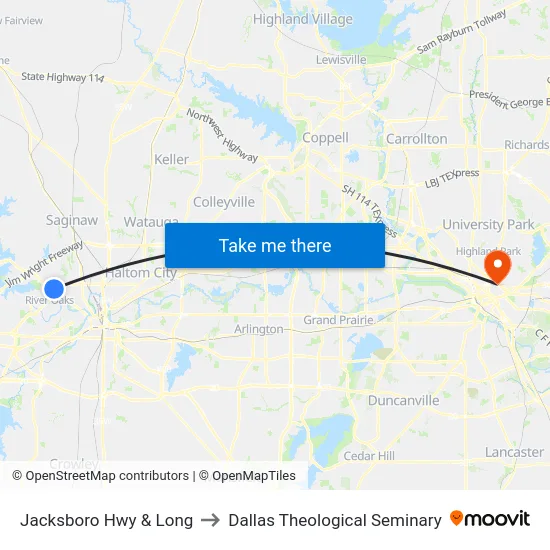 Jacksboro Hwy & Long to Dallas Theological Seminary map