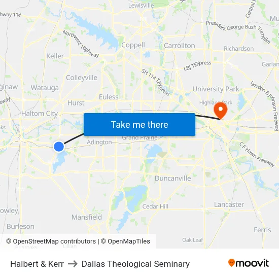 Halbert & Kerr to Dallas Theological Seminary map