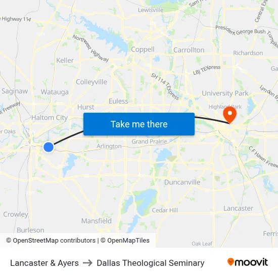 Lancaster & Ayers to Dallas Theological Seminary map